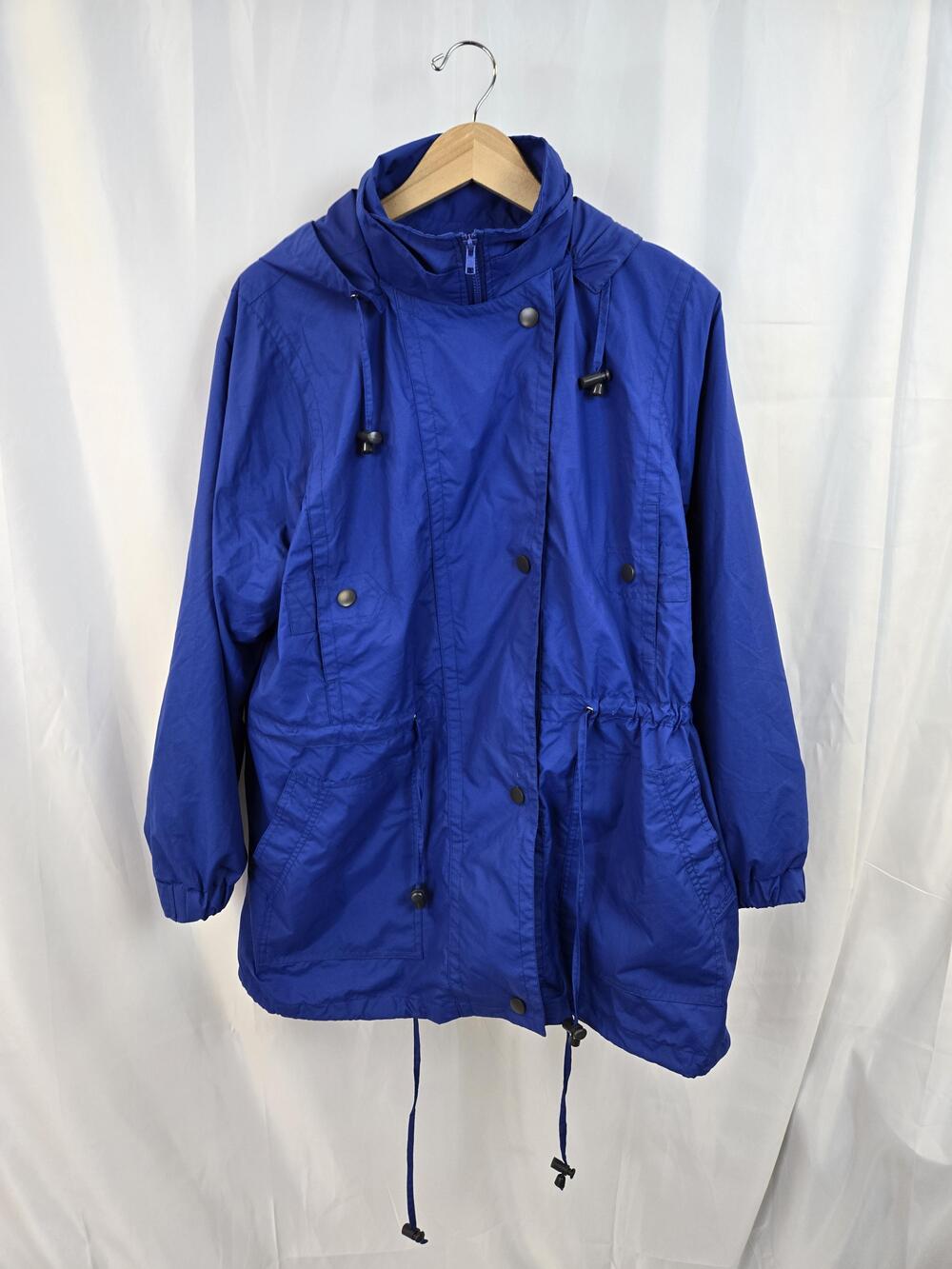 Woman Within Jacket Womens 18/20 Plus Blue Hooded Fleece Lined Parka Warm Zip